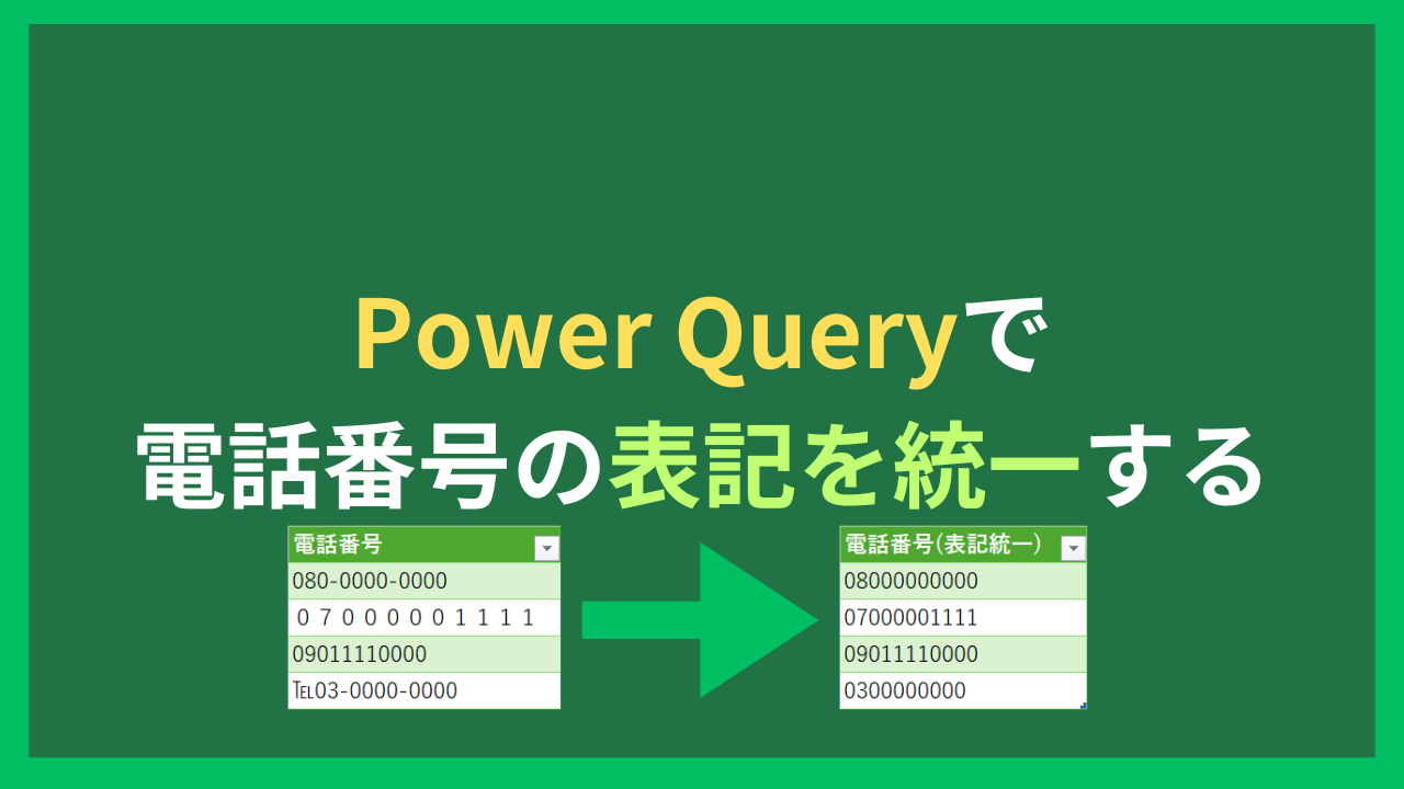 Power Queryで電話番号の表記を統一する