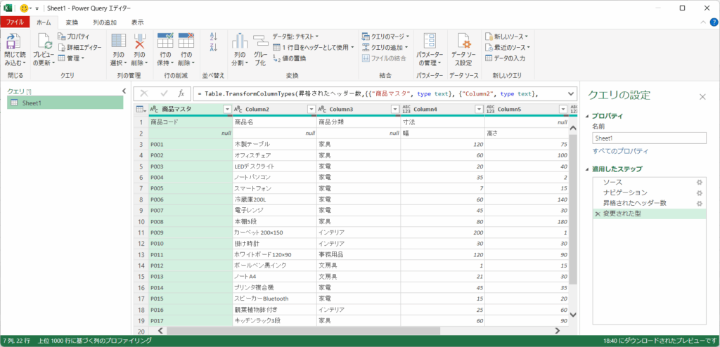 データを読み込んだ直後