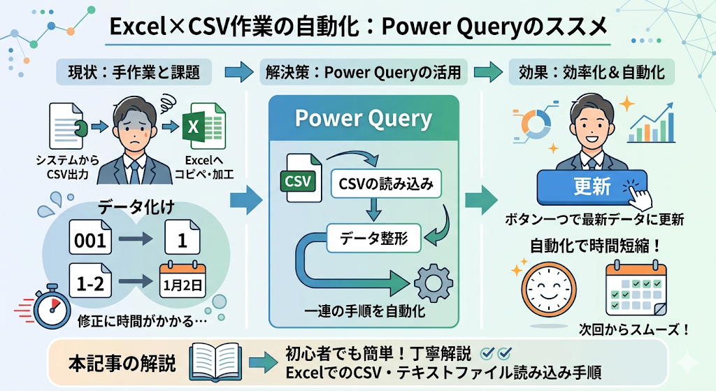 Power Queryを使って、CSVファイルの読み込み